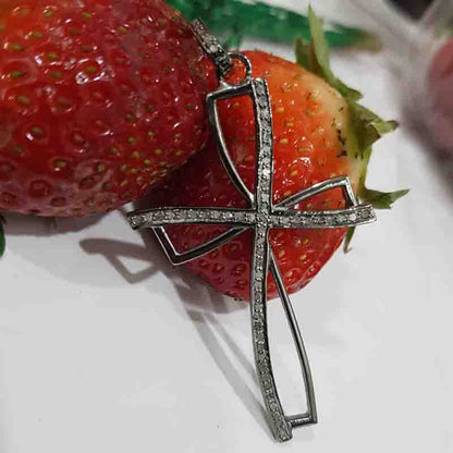 Precious Cross Designer 925 Sterling Silver Pave Diamond Pendant, Gift For Favorite One, Gift For Lovers