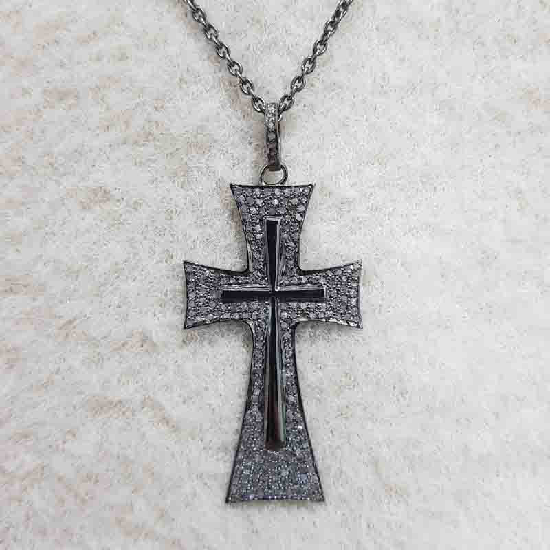 Beautiful Cross Designer Pendant With Pave Diamond, Gift For Her, Silver Jewelry