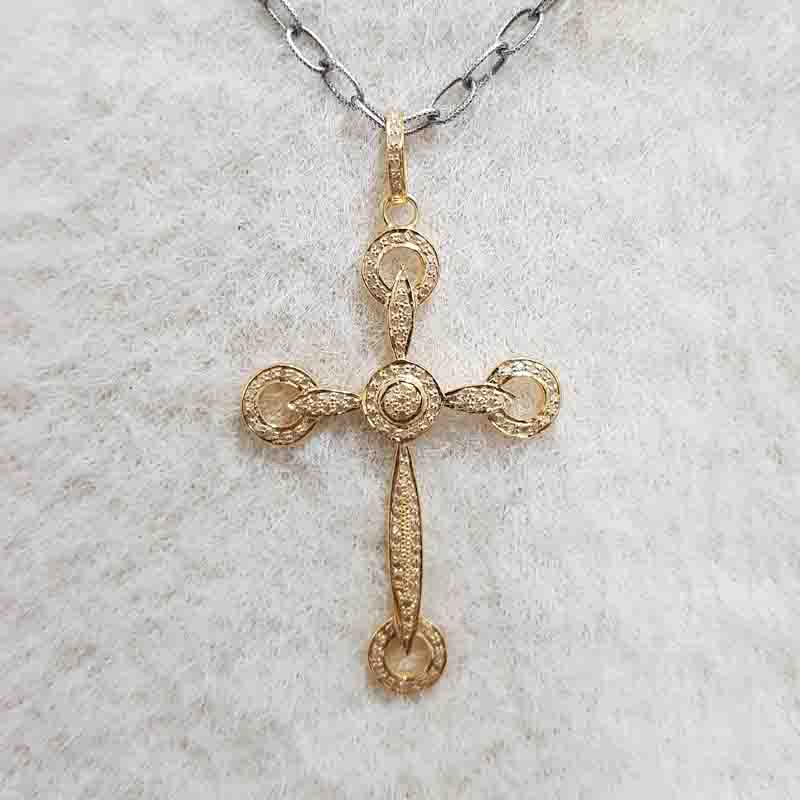 Attractive Pave Diamond Handmade CROSS Designer Pendant, Silver Jewelry