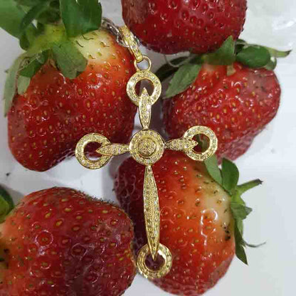 Attractive Pave Diamond Handmade CROSS Designer Pendant, Silver Jewelry