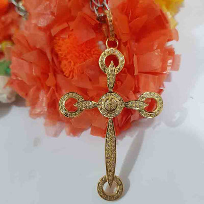 Attractive Pave Diamond Handmade CROSS Designer Pendant, Silver Jewelry