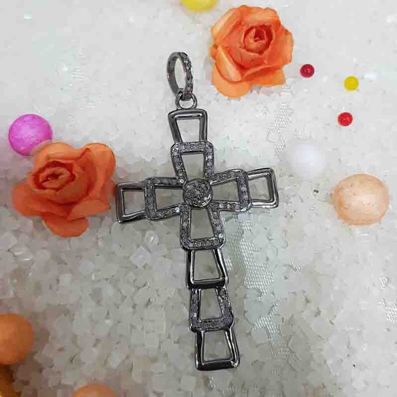 Antique Finish Designer Cross Pendant, Amazing Cross Necklace, Silver Jewelry