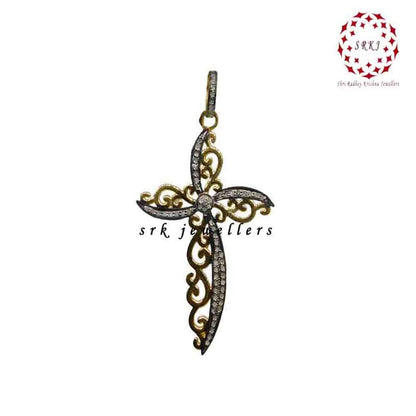 Symbol Of Christian Fancy Designer Cross pendant With Pave Layers, Stylish Cross Pendant, Silver Jewelry