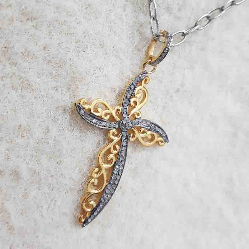 Symbol Of Christian Fancy Designer Cross pendant With Pave Layers, Stylish Cross Pendant, Silver Jewelry