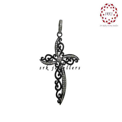 Symbol Of Christian Fancy Designer Cross pendant With Pave Layers, Stylish Cross Pendant, Silver Jewelry