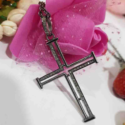 Glamorous Fancy Designer Cross Pendant, Double Cross Necklace, Gift For Lover, Birthday Gift