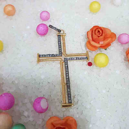 Glamorous Fancy Designer Cross Pendant, Double Cross Necklace, Gift For Lover, Birthday Gift