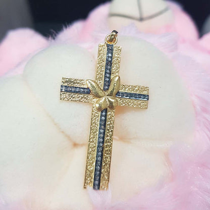 Attractive Pave Diamond Handmade Cross Pendant, Small Butterfly Cross Necklace, Gift For Someone