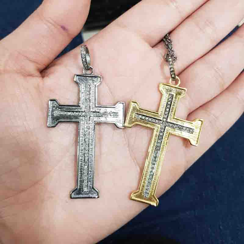 Christian Cross pendant With Pave Layers, Classic Cross Pendant, Silver Jewelry