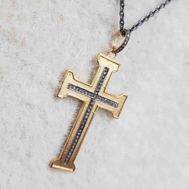 Christian Cross pendant With Pave Layers, Classic Cross Pendant, Silver Jewelry