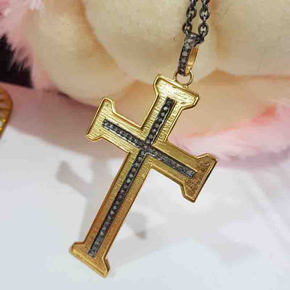 Christian Cross pendant With Pave Layers, Classic Cross Pendant, Silver Jewelry