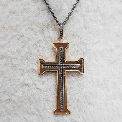 Christian Cross pendant With Pave Layers, Classic Cross Pendant, Silver Jewelry