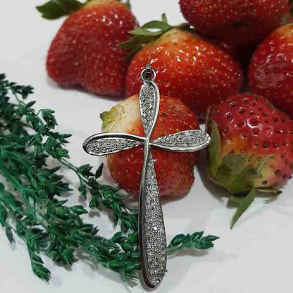 Fancy Designer 925 Sterling Silver Pave Diamond Cross Pendant, Attractive Cross Necklace, Gift For Someone