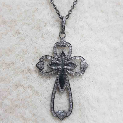 Attractive Pave Diamond Handmade Designer Cross style Pendant, Gift For Someone, Christmas Gift