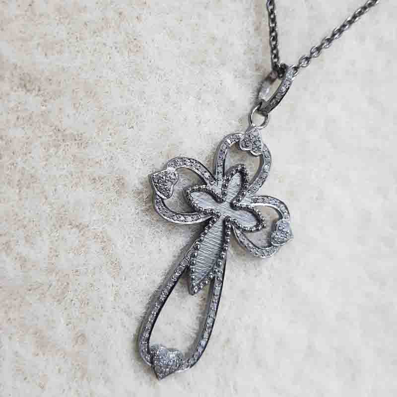 Attractive Pave Diamond Handmade Designer Cross style Pendant, Gift For Someone, Christmas Gift