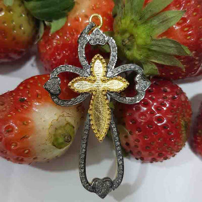 Attractive Pave Diamond Handmade Designer Cross style Pendant, Gift For Someone, Christmas Gift