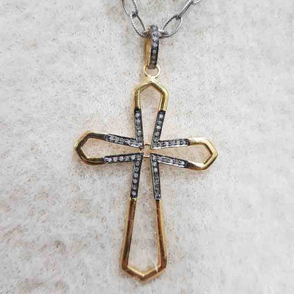 Natural Pave Diamond Gorgeous Cross Pendant, Stunning Cross Necklace, Gift For Mom