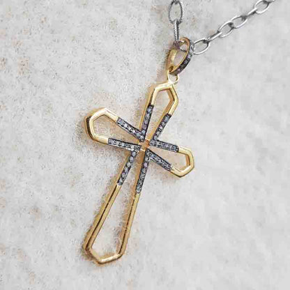 Natural Pave Diamond Gorgeous Cross Pendant, Stunning Cross Necklace, Gift For Mom