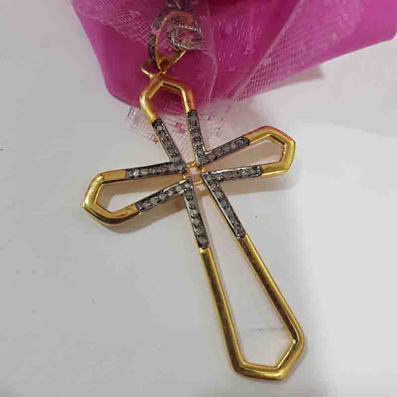 Natural Pave Diamond Gorgeous Cross Pendant, Stunning Cross Necklace, Gift For Mom