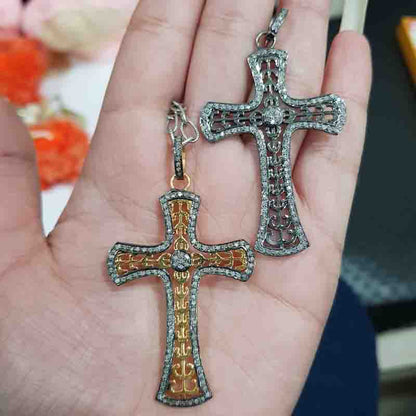 Shiny And Bright Cross Pendant, With Pave Diamond, Stunning Cross Necklace, Gift For Love