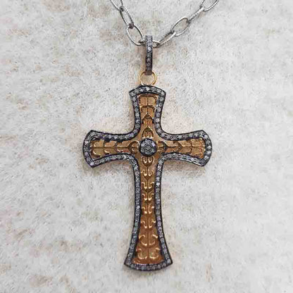 Shiny And Bright Cross Pendant, With Pave Diamond, Stunning Cross Necklace, Gift For Love