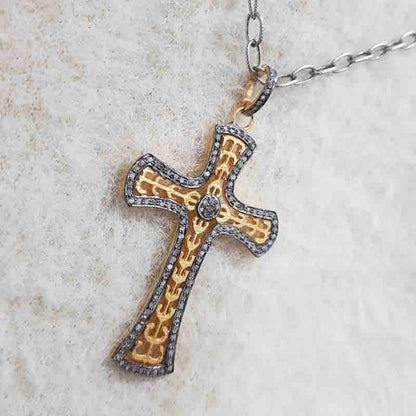 Shiny And Bright Cross Pendant, With Pave Diamond, Stunning Cross Necklace, Gift For Love