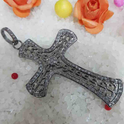 Shiny And Bright Cross Pendant, With Pave Diamond, Stunning Cross Necklace, Gift For Love