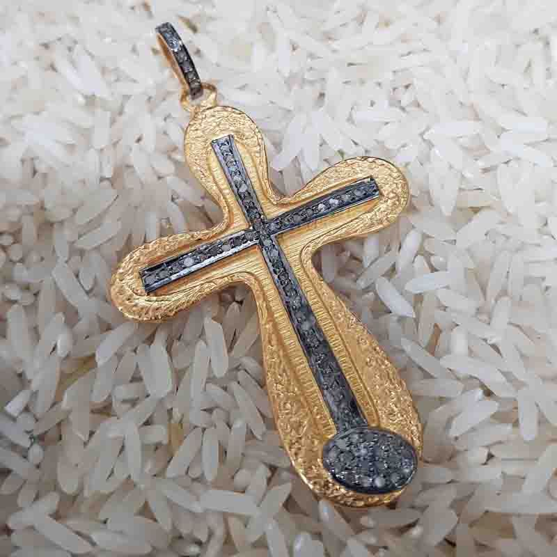 Glorious Fancy Designer Cross pendant, Double Cross Necklace, Christmas Day Gift, Silver Jewelry