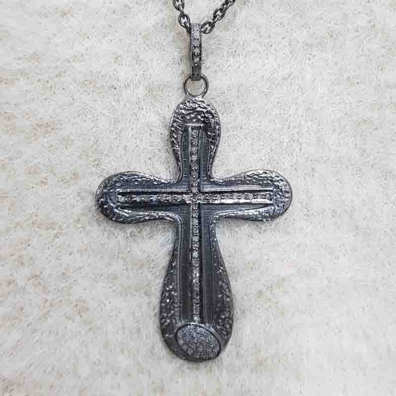 Glorious Fancy Designer Cross pendant, Double Cross Necklace, Christmas Day Gift, Silver Jewelry