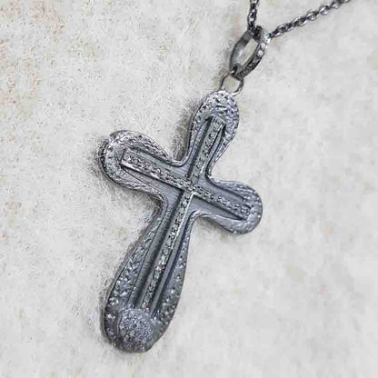 Glorious Fancy Designer Cross pendant, Double Cross Necklace, Christmas Day Gift, Silver Jewelry