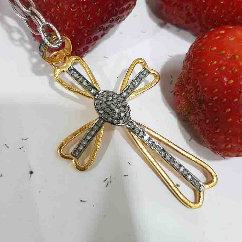 Antique Finish Designer Cross Style Pendant, Christmas Gift, Christen Symbol Necklace, Silver Jewelry