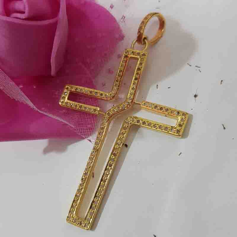 Beautiful Cross Style Pave Diamond Pendant, Stunning Cross Necklace, Gift For her