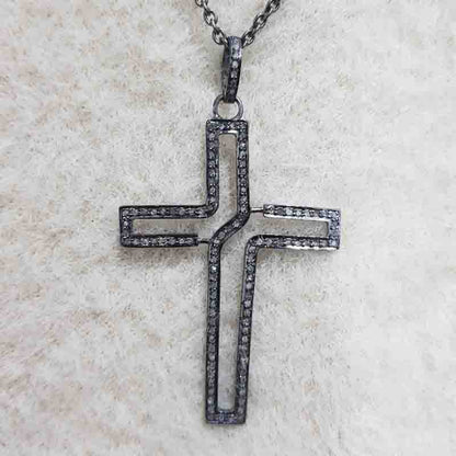 Beautiful Cross Style Pave Diamond Pendant, Stunning Cross Necklace, Gift For her