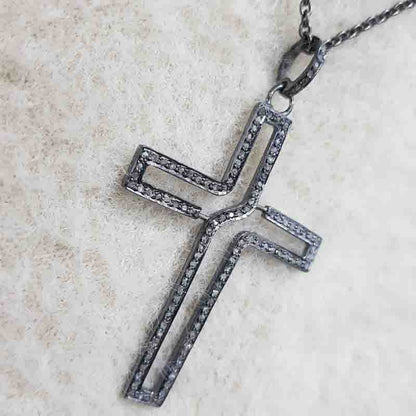 Beautiful Cross Style Pave Diamond Pendant, Stunning Cross Necklace, Gift For her