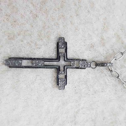 Unique Designer Pave Diamond Fancy Style Cross Pendant, silver Jewelry