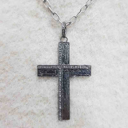 Stunning Cross Pendent With Pave Diamond Layers, Christen Symbol Cross Necklace, Silver Jewelry