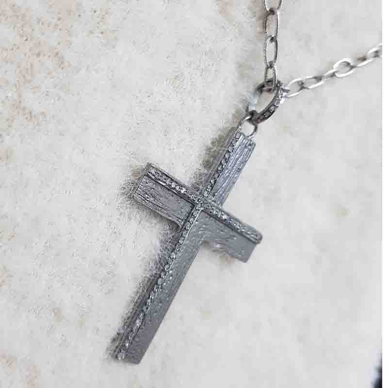 Stunning Cross Pendent With Pave Diamond Layers, Christen Symbol Cross Necklace, Silver Jewelry