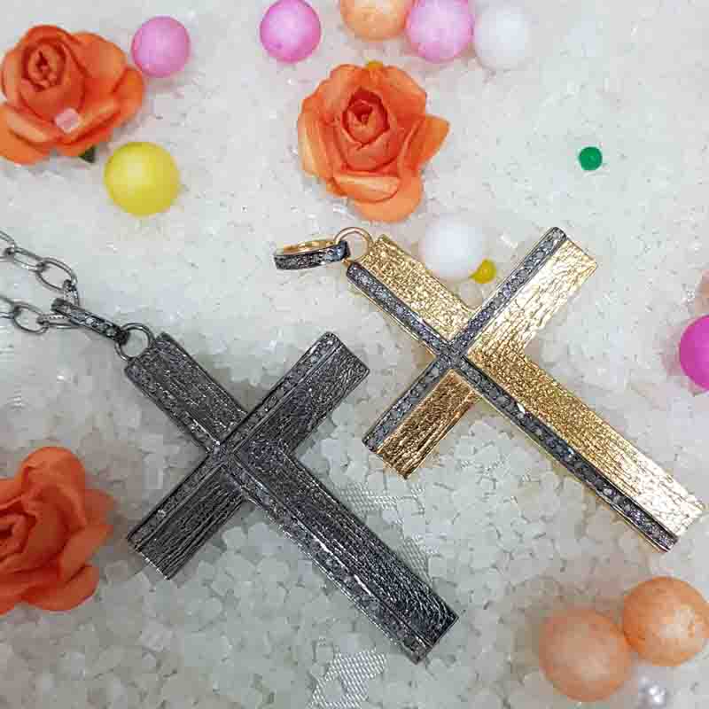 Stunning Cross Pendent With Pave Diamond Layers, Christen Symbol Cross Necklace, Silver Jewelry