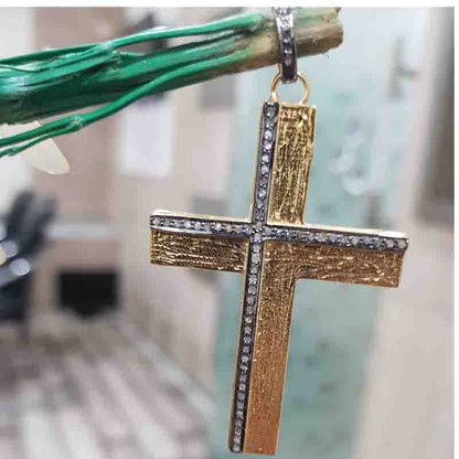 Stunning Cross Pendent With Pave Diamond Layers, Christen Symbol Cross Necklace, Silver Jewelry