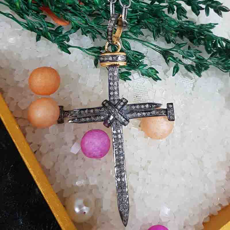 Graceful Looking Cross Pendant With Pave Diamond, Classic Cross Necklace, Christmas Gift, Gift For Favorite One