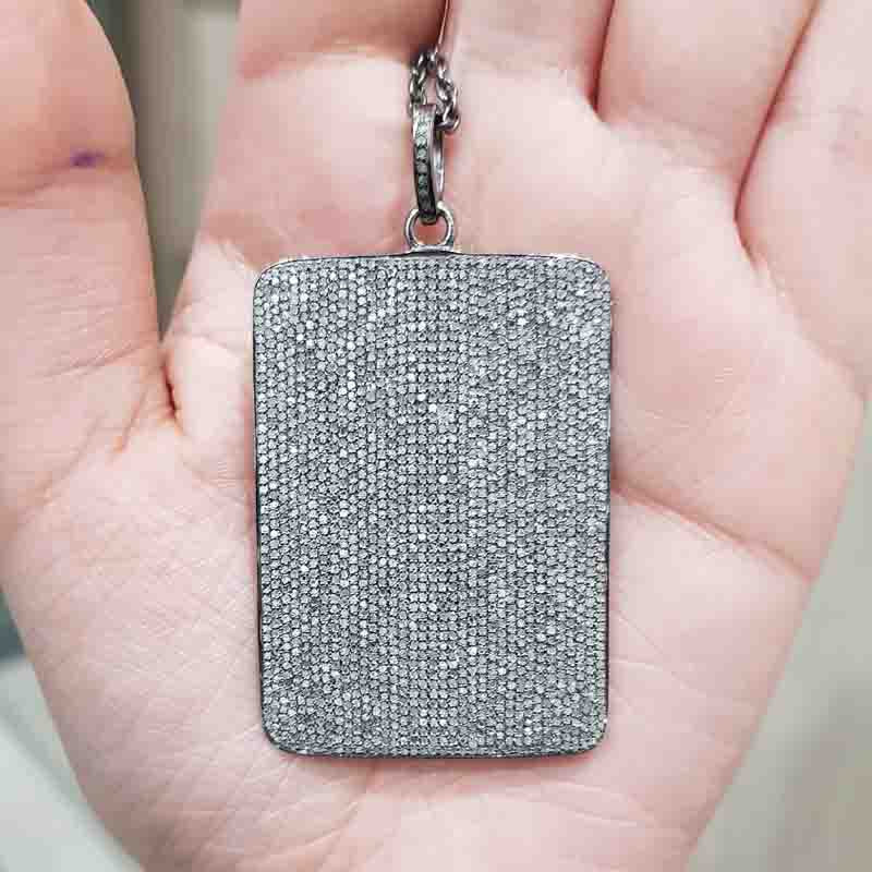 Fully Pave Diamond Handmade Designer Fancy Tag Pendant, Beautiful Tag Necklace, Gift For Special One