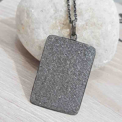 Fully Pave Diamond Handmade Designer Fancy Tag Pendant, Beautiful Tag Necklace, Gift For Special One