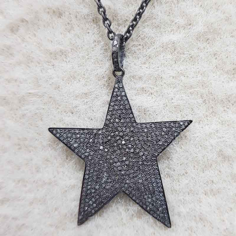 Fully Pave Diamond Handmade Designer Fancy Star Pendant, Star Necklace, Gift For Mom, Mother's Day Gift