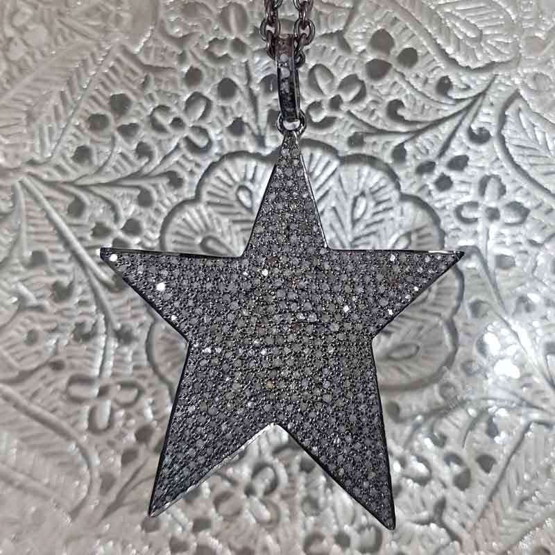 Fully Pave Diamond Handmade Designer Fancy Star Pendant, Star Necklace, Gift For Mom, Mother's Day Gift