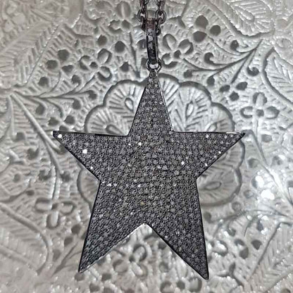 Fully Pave Diamond Handmade Designer Fancy Star Pendant, Star Necklace, Gift For Mom, Mother's Day Gift