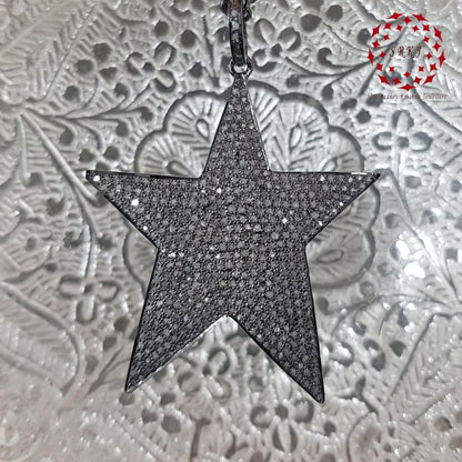 Fully Pave Diamond Handmade Designer Fancy Star Pendant, Star Necklace, Gift For Mom, Mother's Day Gift