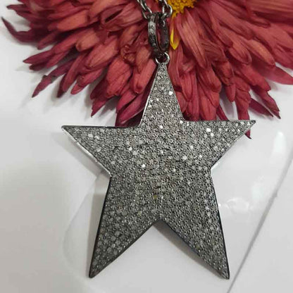 Fully Pave Diamond Handmade Designer Fancy Star Pendant, Star Necklace, Gift For Mom, Mother's Day Gift