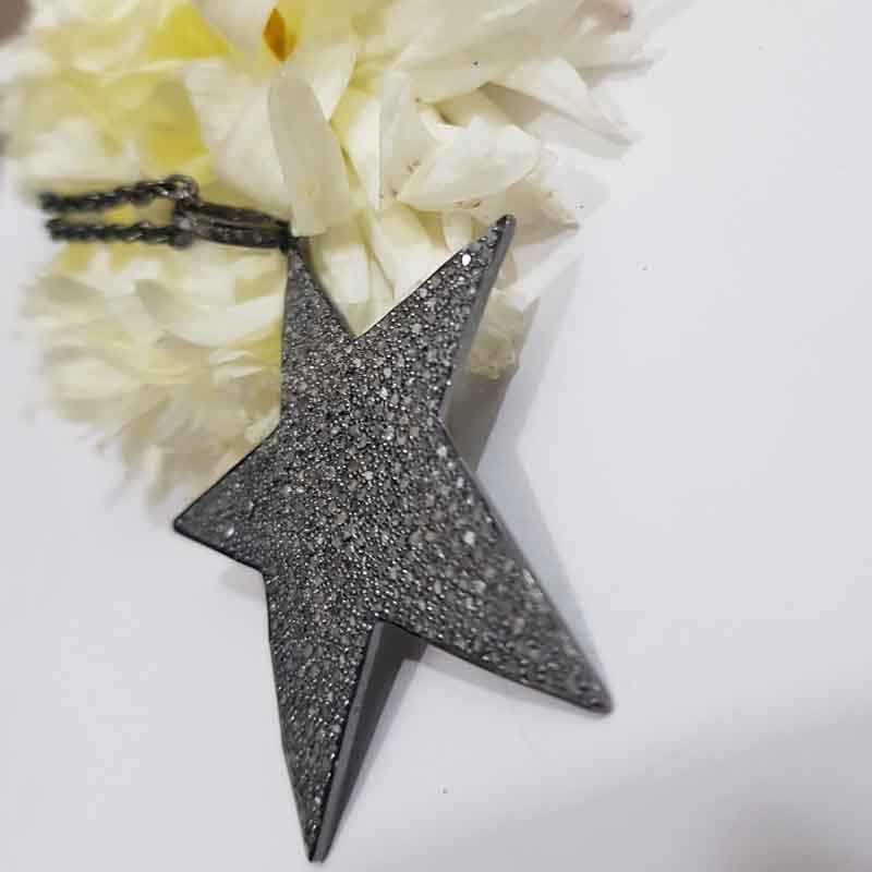 Fully Pave Diamond Handmade Designer Fancy Star Pendant, Star Necklace, Gift For Mom, Mother's Day Gift