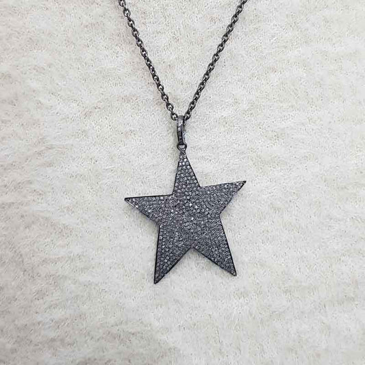 Fully Pave Diamond Handmade Designer Fancy Star Pendant, Star Necklace, Gift For Mom, Mother's Day Gift