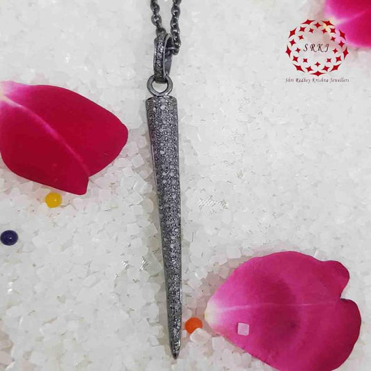 Black Beautiful Spike Pendant, Stylish Spike Necklace, Gift For Her, Him